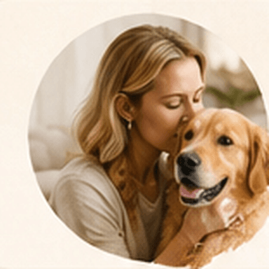 Jessica with her golden retriever